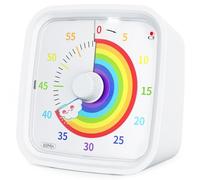 Yunbaoit Rainbow Disk Visual Timer with Protective Case, 60 Minute Countdown Timer for Kids and Adults, Silent Time Management Tool(White Rainbow)