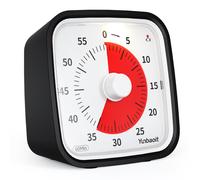 Yunbaoit Visual Timer with Silicone Case, Silent 60-Minute Countdown Timer for Kids and Adults with No Ticking, Time Management Tool with Optional Alarm(Black)