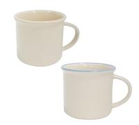 YunBey 2-Piece Cream Ceramic Mugs, Retro Handle Coffee Tea Cups, Home Daily Use & Café Specialized Drinkware