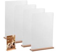 YunBey A4 Acrylic Sign Holder, Double-Sided Perspex Display Stand, Menu Holders for Tables，Suitable for Restaurants, Bars, Offices, Stores, With Wooden Base (31×23CM, 4 Pieces)