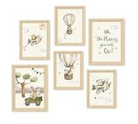 YunBey Set of 6 Kids Posters for Bedroom Cartoon Safari Animal Pictures for Wall Exploratory Brave Wall Art for Nursery Kids Boys Girls Room Decor (Unframed)