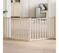 YunCangg 2-Piece Dog Gate Foldable Solid Fir Wood 160 cm Wide Freestanding with Curved Top for Small and Medium Dogs Indoor as Protection and Safety