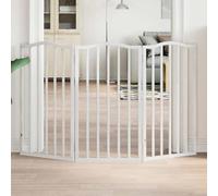YunCangg 3-Piece Dog Gate Foldable White Poplar Wood 150 cm Freestanding Foldable for Small and Medium Dogs with Curved Top for Indoor Safety Protection and Training
