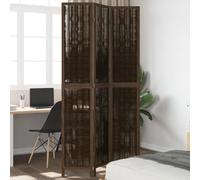 YunCangg 3-Piece Room Divider Screen Dark Brown Paulownia Solid Wood with Willow Branches 105-110 x 200 cm, Foldable Divider for Living Room, Bedroom, Office, Privacy Screen and Decoration