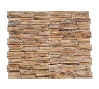 YunCangg 3D Wall Cladding 10 Pieces 1.01 m² Solid Wood Teak Washed Panels 56 x 18 x 2 cm Wall Panel Cladding Interior Wall Decoration Renovation Living Room Hallway Bathroom