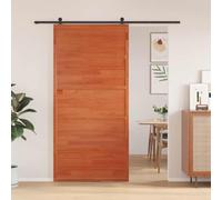 YunCangg Barn Door Wax Brown Solid Pine 100 x 208 cm Sliding Door Interior Door Wood with Practical Sliding Mechanism for Space-saving Interior Design and Rustic Charm