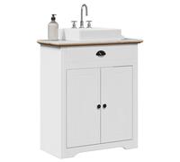 YunCangg BODO Vanity Unit 70 x 35 x 80 cm Solid Pine Wood with Storage Space and Metal Handles for Bathroom Furniture Set Space-Saving and Durable White Brown