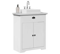 YunCangg BODO White Vanity Unit Solid Pine Wood 70 x 35 x 80 cm with Metal Handles, Storage Space for Bathroom Furniture and Bathroom Furniture, Space-Saving and Easy to Clean