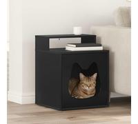 YunCangg Cat House Black Made of Wood Material 42.5 x 40 x 53.5 cm with Mounting Kit, Cosy Cave for Cats, Ideal as a Retreat for Sleeping and Playing in the Home or Room