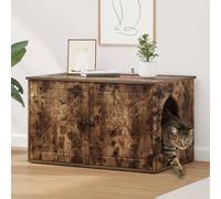 YunCangg Cat House Smoked Oak Wood Material 85 x 55 x 50.5 cm with Lying Surface and Cave, Retreat for Cats in the Home and Room, Stable and Easy to Clean