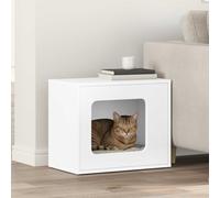 YunCangg Cat House White Made of Wood Material 51 x 30 x 42.5 cm with Cosy Cave, Lying Surface and Robust Work Surface for Cats for Scratching, Climbing and Playing in the Home or Room