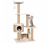 YunCangg Cat Scratching Post 123 cm Seagrass with Cave and Lying Surfaces, Scratching Furniture with Sisal Trunk, Platform and Toy for Climbing, Sleeping, Scratching and Activity in Home and Room