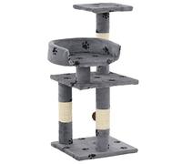 YunCangg Cat Scratching Post Sisal Pillars Paw Print 65cm Height Sturdy Base Viewing Platforms Hanging Toy Soft Plush Ideal for Climbing Scratching