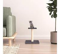 YunCangg Cat Scratching Post with Platform, Dark Grey, 38 cm, Sisal Scratching Furniture with Soft Plush, Cat Tree with Lying Surface and Cave for Climbing, Scratching, Playing and Resting in the Home