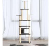 YunCangg Cat Scratching Post with Sisal Scratching Posts and Plush Lying Surface Dark Grey 183 cm Height with House, Platform and Cave for Climbing, Scratching, Playing and Resting in the Home or Room