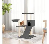 YunCangg Cat Scratching Post with Sisal Scratching Posts and Soft Plush, Dark Grey, 82 cm, Cat Climbing Tree with Cave, Hammock, Platform and Lying Surface for Playing, Climbing and Resting in the