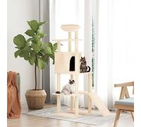 YunCangg Cat Tree with Sisal Scratching Posts and Soft Plush Cream 166 cm Height, Cat Tree with Cave, Hammock, Lying Surface, Platform for Climbing, Scratching, Playing and Resting in the Room or