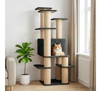 YunCangg Cat Tree with Sisal Scratching Posts, Dark Grey, 161 cm, Multi-Level with Cat Cave, Lying Surface and Platform for Climbing, Scratching, Sleeping, Playing in the Room and Home