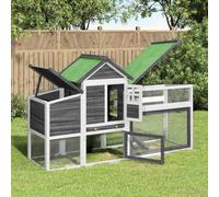 YunCangg Chicken Coop Grey Solid Pine Wood 186.5 x 58.5 x 113 cm with Ramp and Wire Mesh for Small Animal Enclosures, Hutches, Free Run, Protection and Safe Run in the Garden
