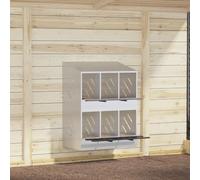 YunCangg Chicken Nesting Box with 6 Compartments Made of Galvanised Silver Metal, 80 x 79 x 110 cm, with Perch Entrance, Ventilation Holes and Removable Base for Stable, Freewheel and Run