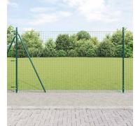 YunCangg Fence Posts Green Powder Coated Steel for Embedding in Concrete 13 Pieces 3.2 x 170 cm with Concrete Base for Garden Fence, Privacy Fence, Chain Link Fence, Patio, Property Boundary