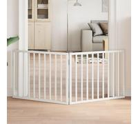 YunCangg Folding Dog Gate Poplar Wood White 160 cm 2 Panels Freestanding No Installation for Dog Run Puppy Run Protection and Safety Indoor