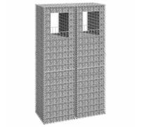 YunCangg Gabion Columns, Pack of 2, 50 x 50 x 180 cm, Rust-Proof Iron, Wire Mesh Fence Compatible, Sturdy Garden Element, Ideal for Patio, Property and Privacy Fence