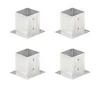 YunCangg Galvanised Metal Post Anchor 121 mm for Square Pipes Pack of 4 Robust for Attaching Fence Posts, Latches and Strut in Garden Fence, Chain Link Fence, Wooden Fence, Patio
