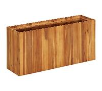 YunCangg Garden Raised Bed Made of Solid Acacia Wood, 100 x 30 x 50 cm with Slatted Design, Weatherproof Planter for Herbs, Flowers, Balcony, Patio, Indoor, Outdoor