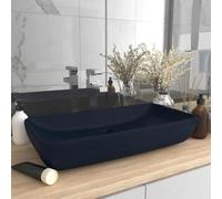 YunCangg Luxury Rectangular Bathroom Sink Matt Dark Blue Ceramic 71 x 38 cm Countertop Sink for Bathroom Guest Toilet with Drain and Tap Hole Space-Saving Easy Care for Washbasin and Console