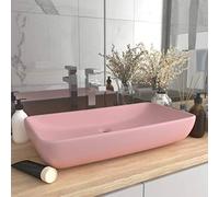 YunCangg Luxury Rectangular Bathroom Sink Matt Pink Ceramic 71 x 38 cm Countertop Sink with Drainage Hole for Bathroom Guest Bathroom and Washbasin, Easy Care, Space-Saving and Modern