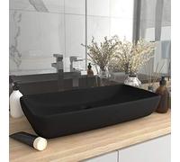 YunCangg Luxury Rectangular Washbasin Matt Black Ceramic 71 x 38 cm Countertop Sink with Drainage Hole 4.5 cm for Bathroom Guest Toilet Washroom and Washbasin Space-Saving and Easy to Clean