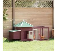 YunCangg Mocha Chicken Coop Made of Solid Fir Wood 190 x 72 x 102 cm with Laying Nest, Galvanised Steel Mesh, Large Spout, Safe Enclosure and Practical Roof for Chickens, Rabbits, Guinea Pigs