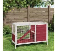 YunCangg Mocha Rabbit Hutch Solid Pine 103 x 44 x 69.5 cm with Ramp and Floor, Small Animal Cage for Rabbits, Guinea Pigs, Hamsters with Safe Wire Mesh Enclosure and Shelter