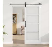 YunCangg ORKDAL Interior Door White Primed 83 x 202 cm Solid Pine with 4 mm Clear Tempered Glass, Indoor Use, DIY Installation, for Bedroom Living Room Renovation and New Build