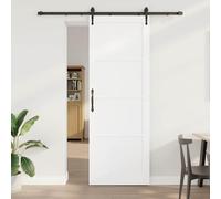 YunCangg ORKDAL White and Black Solid Pine Wood Sliding Door, 200 x 4 x 232 cm, Quiet Glide, for Indoor, Room Separation, Renovation and Entryway