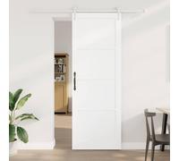 YunCangg ORKDAL White Solid Pine Wood Sliding Door, 83 x 232 cm, Quiet Gliding for Indoor Use, with Steel Rail, Wheels, Stoppers and Mounting Accessories for Hallway, Basement, Renovation