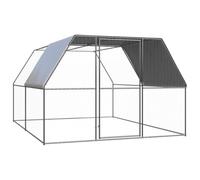 YunCangg Outdoor Chicken Cage Galvanised Steel with Waterproof Polyethylene Roof 3 x 4 x 2 m, Small Animal Enclosure with Lock Door for Chickens, Rabbits, Guinea Pigs, Free Run, Stable, Aviary