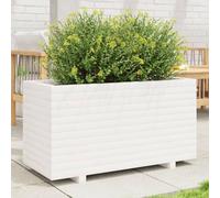 YunCangg Plant Pot White Solid Pine 90 x 40 x 49.5 cm Raised Bed Wooden Flower Box for Garden Balcony Patio with Drainage Hole and Drainage, Suitable for Herbs, Vegetables and Indoor Plants