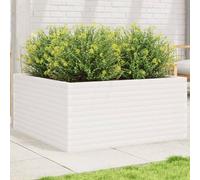 YunCangg Plant Pot White Solid Pine Wood 100 x 100 x 46 cm, Sturdy Flower Box with Drainage, Suitable for Garden, Balcony, Patio, Indoor and Outdoor Use