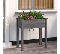YunCangg Plant Pot with Insert Grey Solid Fir Wood 71 x 37 x 76 cm with Practical Drainage Hole for Garden Balcony Patio Indoor Outdoor for Plant Cultivation and Herb Breeding