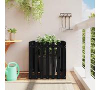 YunCangg Planter Slatted Fence Design Black Solid Pine Wood 70 x 70 x 70 cm Versatile Flower Pot for Garden Balcony Patio with Drainage Hole and Drainage for Plants and Herbs