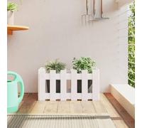 YunCangg Planter Slatted Fence Design White Solid Pine Wood 60 x 30 x 30 cm Versatile Flower Pot with Drainage Hole for Garden Balcony Patio Indoor and Outdoor Use