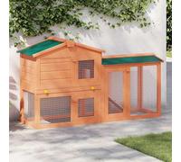YunCangg Rabbit Hutch Large Wood with Two Levels, Weatherproof Roofing Felt, Powder-Coated Wire Mesh, Non-Slip Ramp and Extendable Drawer, Suitable as a Small Animal Cage and Rodent Aviary