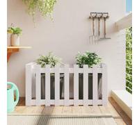 YunCangg Raised Bed Slatted Fence Design, White, Made of Solid Pine Wood, 100 x 50 x 50 cm, Versatile Planter for Flowers, Herbs and Plants, Ideal for Garden, Balcony, Patio and Indoor Use