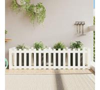 YunCangg Raised Bed Slatted Fence Design, White, Made of Solid Pine Wood, 200 x 50 x 50 cm, Versatile Planter for Garden, Balcony, Patio, Ideal for Flowers, Herbs, Cultivation and Decoration