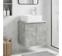 YunCangg Wall-Mounted Washbasin Concrete Grey Made of Wood Material 53 x 35 x 63 cm with Storage Space and Quick Drain for Bathroom Guest Toilet Modern Bathroom Furniture