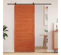 YunCangg Wax Brown Solid Pine Barn Door 80 x 2.5 x 208 cm Space Saving Sliding Door for Indoor Space, Rustic Wooden Door with Natural Grain Ideal for Living Room, Kitchen, Bathroom, Garage