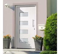 YunCangg White Aluminium and PVC Front Door 110 x 210 cm, Insulated Door Leaf with Frame, Threshold, 5-Point Lock, Adjustable Hinges and Glazing for House Entrance, Renovation and New Build