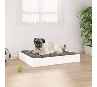 YunCangg White Dog Bed Made of Solid Pine Wood 61.5 x 49 x 9 cm, Robust Pet Bed with Sturdy Frame, Ideal Sleeping Space, Non-Slip Mat, Washable Cover for Living Room and Car